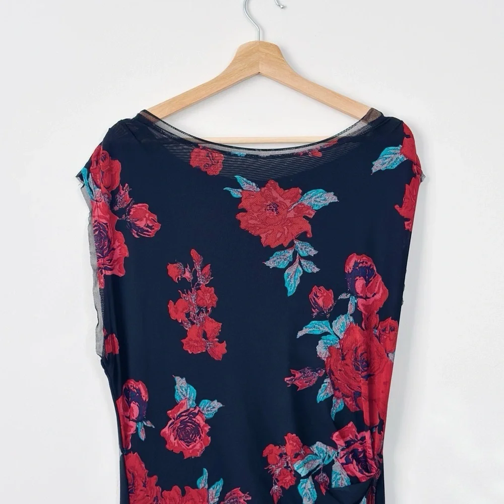 NEW Free People Carmel Floral Mesh Dress Midnight Combo